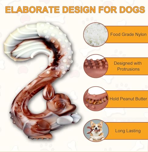 Tough Dog Toys for Aggressive Chewers, Indestructible Dog Toys with Beef Flavor, Durable Dog Toy for Medium and Large Dogs, Squirrel - color: Squirrel