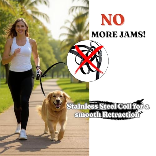 BoldPet® Retractable Dog Leash with LED Flashlight -10 Ft Tangle-Free Long Leash- Anti-Slip Grip - Dog Leash Retractable for Small Dogs up to 44 Lbs- One Handed Brake -Retractable Dog Leash with Light - size: Small