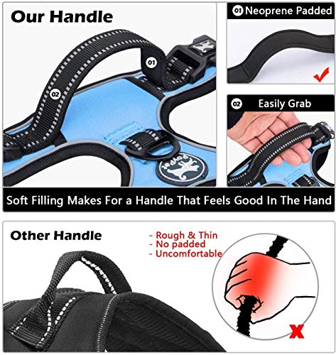 PoyPet No Pull Dog Harness, No Choke Front Lead Dog Reflective Harness, Adjustable Soft Padded Pet Vest with Easy Control Handle for Small to Large Dogs(Light Blue,XS) - color: Light Blue, size: XS