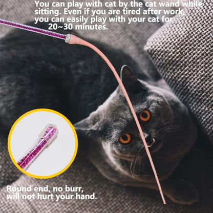 4PCS Silicone Cat Wand Toy, Interactive Cat Toys for Indoor Cats, Interactive Silicone Tail Teaser Wand,Interactive Teasing Stick for Cat Kitten Funny Exercise