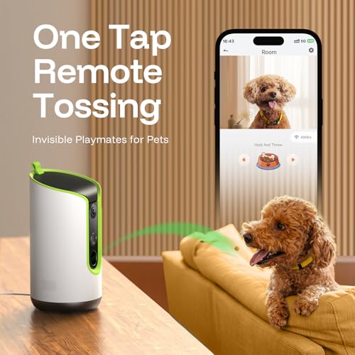 TKENPRO 5MP Ultra HD Pet Camera - Dog Camera with Treat Dispenser, Remote Treat Tossing via Phone App, 360° Auto Tracking & Motion Alerts, 5G&2.4G WiFi for Cats Indoor - color: Green