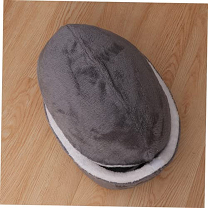 Warm Detachable Cat Bed House Cushion Cozy Half-Covered Sleeping Bag for Pets Grey Removable Cushion for Easy Cleaning for Use