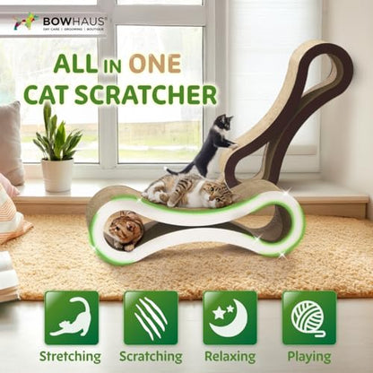 CAPHAUS Infinity Cat Scratcher Lounger, Reversible Scratcher, Large Cat Scratching Pad, Cat Scratching Board, Scratch Pad for Indoor Cats, White - size: White