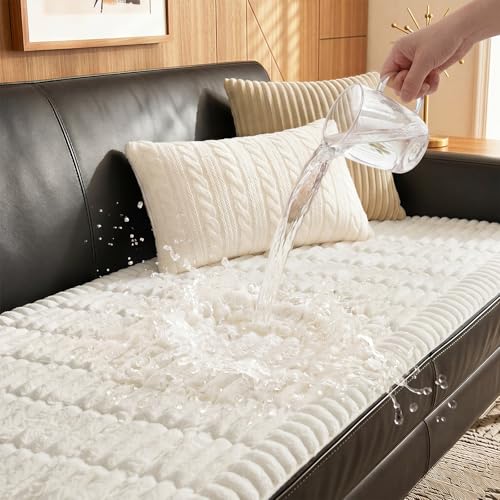 Fixwal Pet and Family Friendly Couch Covers, Washable Non-Slip Dog Mat with Waterproof Backing, Soft Plush Protector for Sofa, Car Seat, Bedside, Playpen, Camping (White, 27.6" x 59.1") - color: White, size: 27.6" x 59"