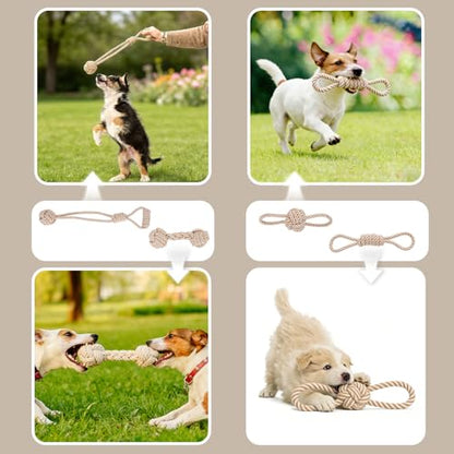 Dog Rope Toy for Small Dog 5pcs, Natural Chew Toys for Puppy, Medium & Small Dogs, Tug of War Rope for Puppies Clean & Relieve Teething - size: 5pcs
