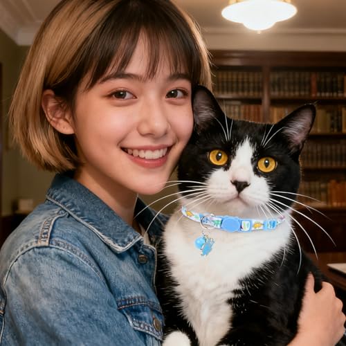 Breakaway Cat Collars with Bell & Cute Pendants, 3 Pack Safety Buckle Kitten Collars, Adjustable Pet Collar Ideal for Girl Boy Cats Puppy (Style A - Dinosaur) - color: Style A - Dinosaur