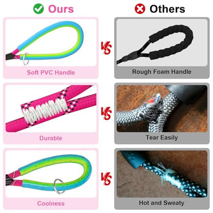 Dog Leash Heavy Duty 4/5/6ft XiaZ 2 Handles Dog Leashes for Medium Large Dogs 1/2 Inch 1000lb Strength Reflective PVC Waterproof-Handles Metal Hook Dual-Handle Rope Leash Nighttime Safety - color: Red, size: 6FT (1/2")