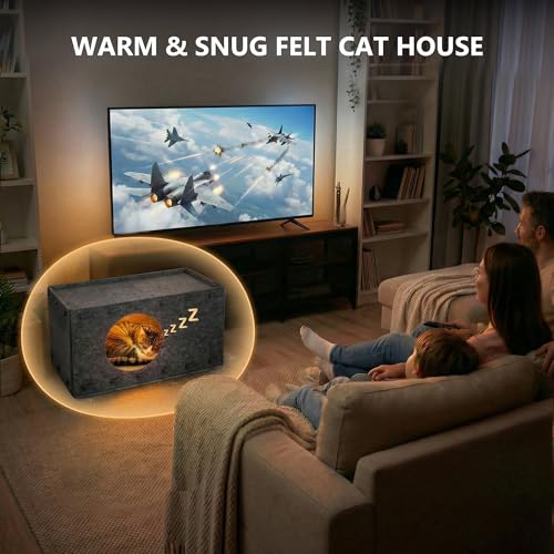 Cat Bed for Indoor Cats, Cat House for Large & Multiple Cats, Foldable Cat Bed Cave, Peekaboo Cat Hideaway, 23.6x15.8x11.8 inch, Medium Gray - style: Medium Gray