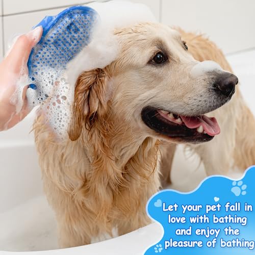 Dog Bath Brush, Premium Rubber Dog Shampoo Brush with Adjustable Ring Handle, Soothing Massage Comb for Long and Short Haired Dogs & Cats - color: Dog Bath Brush with Silicone for Massaging