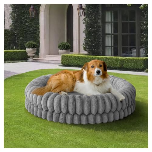 BALANCE Luxury Donut Dog Bed, 36 Inches Round Dog Beds Large Sized Dogs Washable, Orthopedic Calming Dogs Bed for Pets with Anti-Slip Bottom, Gray - color: Gray, size: 36.0"L x 36.0"W x 7.5"Th