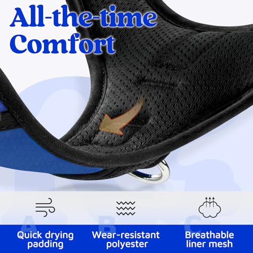 rabbitgoo Dog Harness Small Sized, No Pull Dog Vest with 3 Buckles, Adjustable Soft Padded Pet Harness with Easy Control Handle and Reflective Strips, Royal Blue, S - color: Royal Blue, size: Small