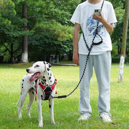 Cymiler Hands Free Dog Leash, 8 Ft Reflective Cross-Body Pet Rope Leashes with Sponge Handle, Heavy Duty Nylon, for Running, Hiking, Training, Waist Leash for Small Medium Large Dogs (Black) - color: Black