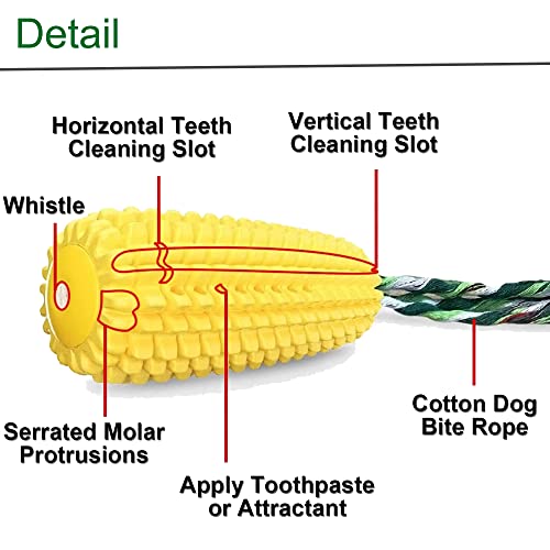 Chew Toys for Aggressive Chewers - Toothbrush Squeaky Interactive Corn Stick Toy for Small Medium Dogs - Teeth Cleaning
