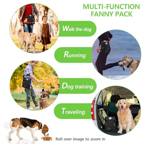 kissleaf Dog Treat Pouches for Pet Training, Treat Pouches for Pet Training,Large Dog Treat Training Pouch and Dog Clicker,Dog Training Treat Pouch Built-in Poop Bag Dispenser-Black Pattern. - color: Black Pattern