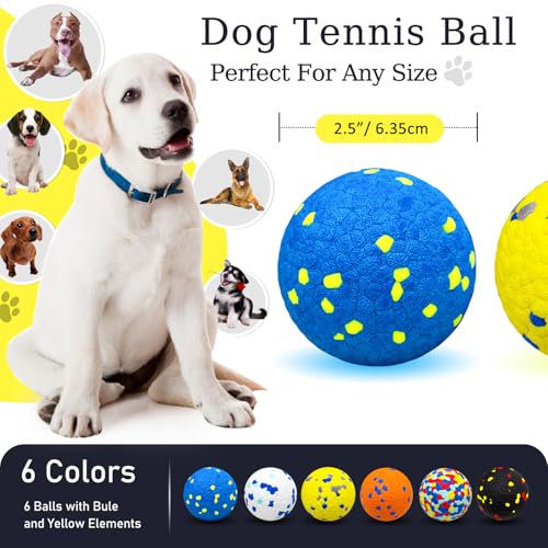 6 Pcs Dog Balls Tennis Ball for Aggressive Chewers Indestructible Dog Teething Chew Toys for Large Medium Small and Puppies, More Biting-Proof Atom.