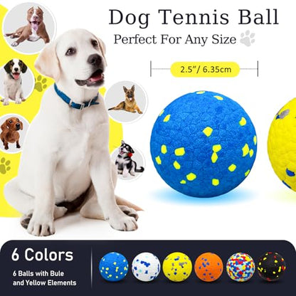 6 Pcs Dog Balls Tennis Ball for Aggressive Chewers Indestructible Dog Teething Chew Toys for Large Medium Small and Puppies, More Biting-Proof Atom.