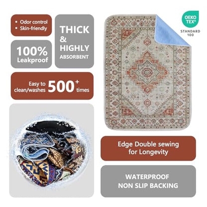 Qeils Washable Pee Pads, Reusable Puppy Pads Super Absorbent Leakproof Dog Training Pads, Non-Slip Wee Wee Pads for Crate, Floor, Potty Pads Feeding Mat Dog Pee 2 Pack 18"x24" - size: 18"*24"(Pack of 2)