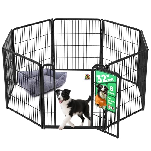 FXW Homeplus Unleashed Indoor Dog Playpen - Stress-Free and Safe Play, Heavy Duty 32 Inch 8 Panels Dog Pen for Small and Medium Dogs, Black│Patented - color: Black, size: 32"H