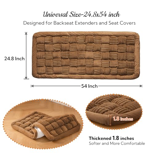 Dog Bed for Car Back Seat Soft Plush Backseat Pet Bed Mat Non-Slip Travel Pet Mat, Fuzzy Plaid Dog Seat Cover, Fit for Backseat Extenders and Trucks SUVs (Dark Brown, 54" x 24.8") - color: Dark Brown