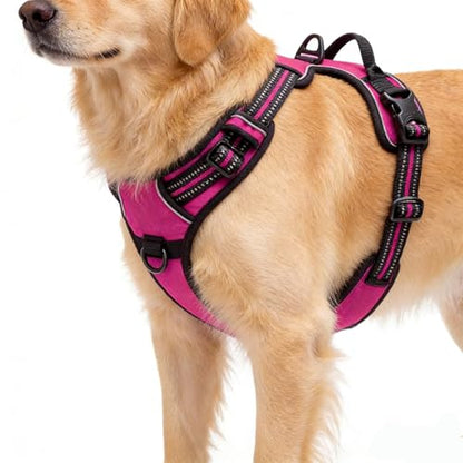 Hot Pink No-Pull Dog Harness with 2 Leash Clips，Soft Padded Vest for Small Dog, Adjustable Reflective Dog Vest Easy to Put on and Take Off,(Neck: 13"~17", Chest: 17"~21",Hot Pink Small) - color: Hot Pink, size: Small