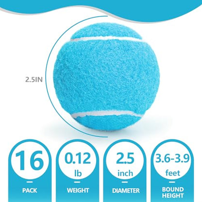 PoyPet 16-Pack Tennis Balls Bulk for Practice,Training and Beginners | Ideal for Dog Fetch,Chew and Play - color: Blue
