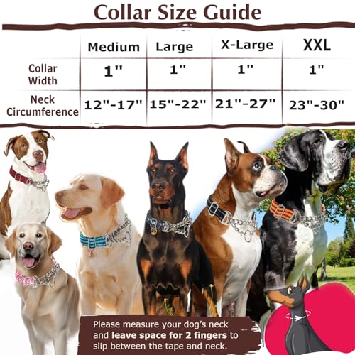 Reflective Martingale Dog Collar with Soft Padded,Adjustable Heavy Duty Choke Steel Chain Big Dog Training, Walking, Hunting Collar for All Breeds (Pink Flowers M) - color: 2, size: M(Neck12"-17")