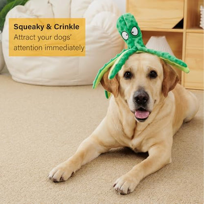 CPYOSN Dog Squeaky Toys Octopus - No Stuffing Crinkle Plush Dog Toys for Puppy Teething, Durable Interactive Dog Chew Toys for Small, Medium and Large Dogs Training and Reduce Boredom, 2 Pack - color: Purple+Green