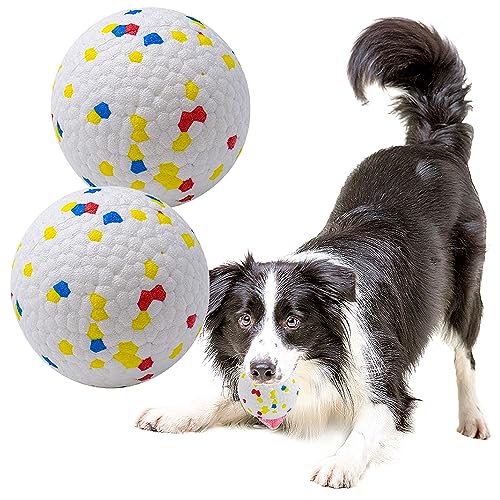Dog Balls Toys for Aggressive Chewers, Indestructible Bouncy Floating Balls for Dogs to Fetch, Durable Solid Rubber Ball for Training (2 PCS) - color: Toy Ball-Red (Pack of 2), size: Medium