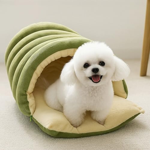 Washable Enclosed Cats House with Removable Cover Soft Plush Bed for Stress Relief Antislip Base Indoor Pet Furniture