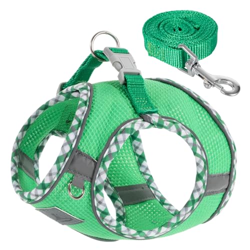 Dog Harness and Leash Set, No Pull Pet Harness for Small Dogs Easy Walking,Soft Breathable Small Dog Harness,Adjustable Reflective Step in Vest Harness for Puppy,Kitten, Cats - color: green, size: xxs