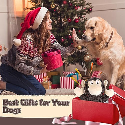 Letsmeet Plush Dog Toy with Crinkle Paper, Tug of War Pull Interactive Toys for Puppies to Large Dogs - style: Monkey