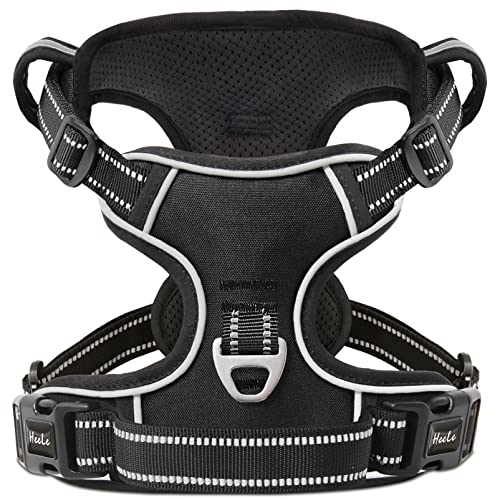 HEELE Dog Harness Dog Harness Small Dog No Pull Harness with Soft Handle Reflective Harness Adjustable, Black, S - color: Black, size: S