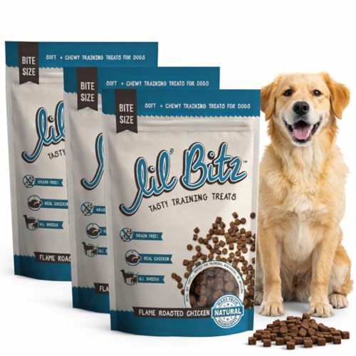 Soft & Chewy Training Treats for Dogs, Bite Size Reward Treats for Training & Positive Reinforcement, Grain Free Treats Made with Real Chicken, Flame Roasted Chicken Flavor, 3 Pack (4 oz Each) - size: 4 Ounce (Pack of 3)