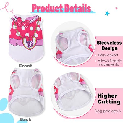 Dog Clothes Medium Sized Dog: Stretchy Puppy Shirts with Cute Patterns, Mesh Pet T-Shirts, Girl & Boy Poodle Dachshund Clothes (L, 4 Pack) - color: Pink Set 2, size: Large