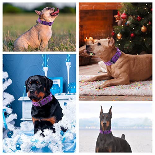 Reflective Dog Collar Heavy Duty Tactical with Control Handle and Metal Buckle for Dog Training(M,Purple) - color: Purple, size: Medium (Pack of 1)