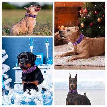 Reflective Dog Collar Heavy Duty Tactical with Control Handle and Metal Buckle for Dog Training(Large, Purple) - color: Purple, size: Large (Pack of 1)