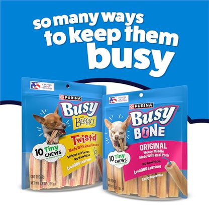 Purina Busy Bone Adult Toy Breed Dog Chew Bone Treats, Tiny - 30 ct. Pouch - size: 30 Count (Pack of 4)
