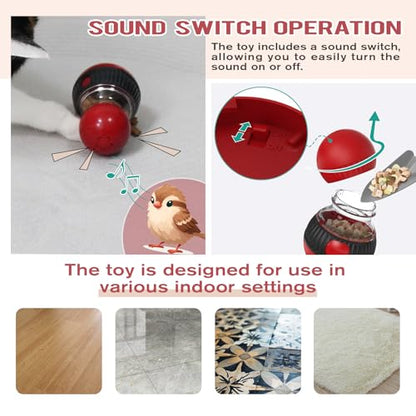BSISUERM Cat Interactive Toys with Squeaky Sound for Indoor Cats Tracking Rolling Ball Adjustable Kitten Treat Dispensing Food Dispenser Slow Feeder Kitty Puzzle Toy Pet Supplies Birthday Gift