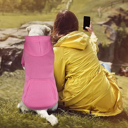 Dog Sweaters for Medium Dogs Dog Hoodie Dog Sweater Solid Soft Brushed Fleece Dog Clothes Dog Hoodie Sweatshirt with Pocket(Pink-M) - color: Pink, size: Medium