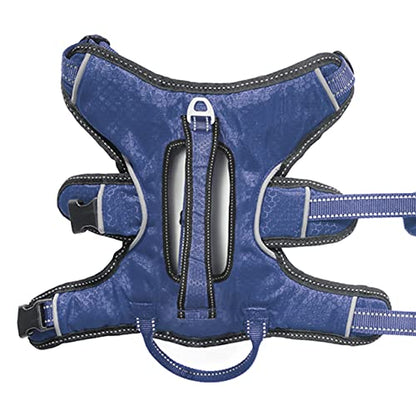 Tuff Pupper Escape Proof No Escape Dog Harness | 5 Point Adjustable Fit Harness for Dogs | Padded Dog Harnesses | Handle Dog Lift Harnesses - color: Midnight Blue, size: Medium