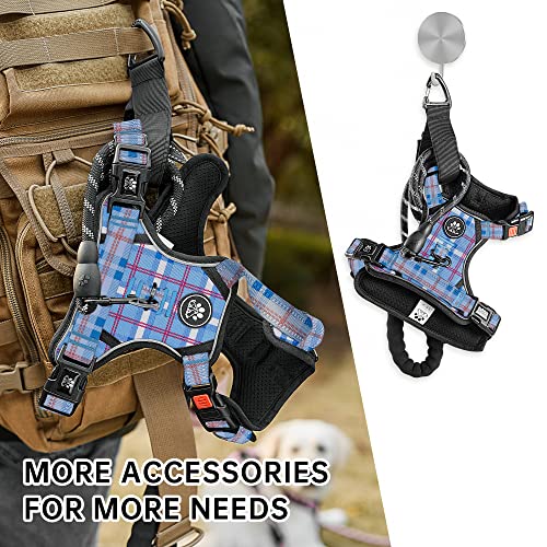 No Pull Dog Harness with Leash, Reflective No Choke Pet Vest Harness,Adjustable Soft Padded Dog Harness with Easy Control Handle for Small Dogs(Checkered Blue,Small) - color: Checkered Blue, size: 【S】neck 11-15" chest 15-21"