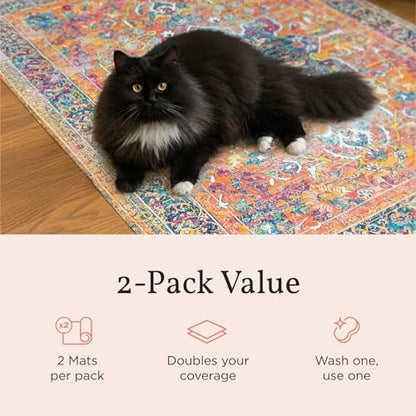 Lovewag Pets Cat Litter Mat 2 Pack - Large 36x48 Machine Washable Easy Clean Non-Slip Waterproof Trapping Mats for Cats - (Marmalade Sunshine) - color: Marmalade Sunshine, size: 36x48 inches (Pack of 2)