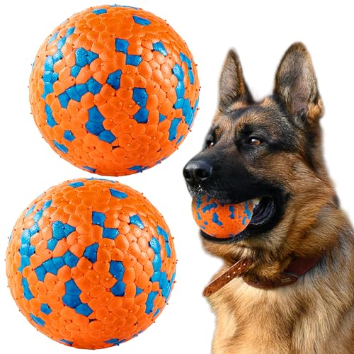 FUSOTO 2Pcs Dog Balls, Tennis Balls for Dog Aggressive Chewers, for Large Medium Small Puppy, Training Catch&Fetch, Water Floats Toys, Orange - color: 2x Orange