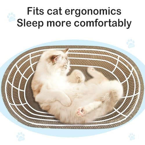 Cat Scratcher, 23.6x14.9 inches Cardboard Cat Scratchers for Indoor Cats, Large Cat Scratching Board, Oval Cat Scratch Pad Bed with Catnip - size: 1PC-23.6 x 14.9 x 3.9 inches