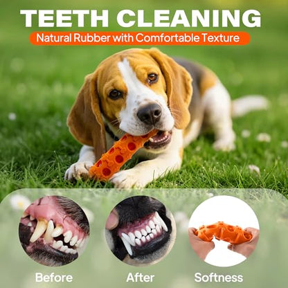 Fida 2-in-1 Puppy Teething Toys, Natural Rubber Chew Toys for Dogs to Keep Them Busy & Plush Toys with Crinkle Leaves, Interactive Dog Toys for Small Medium Breeds and Puppies.(Carrot) - color: Orange Carrot