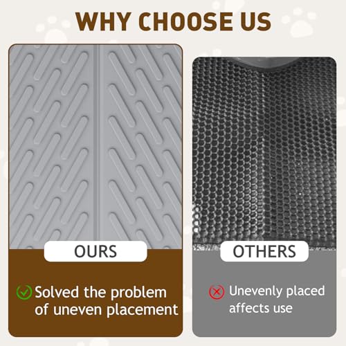 Cat Litter Mat with Grooves & Raised Edge, Urineproof/Waterproof, Foldable, Litter Scattering Control, Easy to Clean & Recycle (24 * 17in-Grey-1 Pack) - size: 24*17 IN-Gray-1 Pack