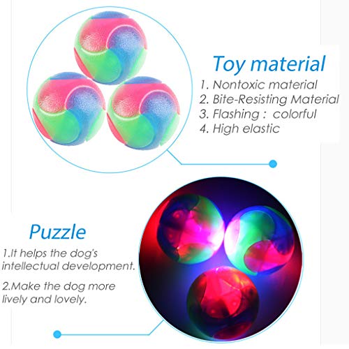 4 pcs Light Up Dog Balls,Flashing Elastic Ball,Glow Ball,Glow in The Dark Interactive Pet Toys for Aggressive Chewers,Puppy, Cats, Dogs - color: 2 pcs smooth balls+2 pcs stab balls