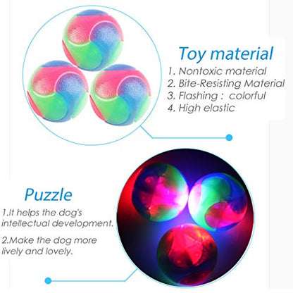 4 pcs Light Up Dog Balls,Flashing Elastic Ball,Glow Ball,Glow in The Dark Interactive Pet Toys for Aggressive Chewers,Puppy, Cats, Dogs - color: 2 pcs smooth balls+2 pcs stab balls