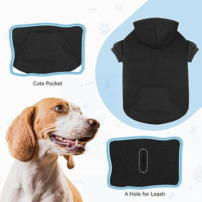 Dog Sweaters for Large Dogs Dog Hoodie Dog Sweater Solid Soft Brushed Fleece Dog Clothes Dog Hoodie Sweatshirt with Pocket(Black-XL) - color: Black, size: X-Large