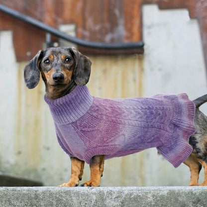 Lelepet Dog Sweater Turtleneck Knitwear Sweatshirt Cable Knit Warm Dress for Small Medium Large Dogs Puppy Fall Sweater, Pug, Pomeranian, M, Purple - color: Purple, size: M